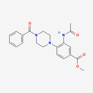 molecular formula C21H23N3O4 B5302263 Methyl 3-(acetylamino)-4-[4-(phenylcarbonyl)piperazin-1-yl]benzoate 