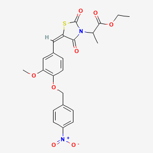 molecular formula C23H22N2O8S B5302343 ethyl 2-[(5E)-5-[[3-methoxy-4-[(4-nitrophenyl)methoxy]phenyl]methylidene]-2,4-dioxo-1,3-thiazolidin-3-yl]propanoate 