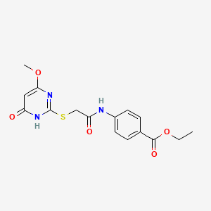 molecular formula C16H17N3O5S B5302912 ETHYL 4-{2-[(4-METHOXY-6-OXO-1,6-DIHYDROPYRIMIDIN-2-YL)SULFANYL]ACETAMIDO}BENZOATE 