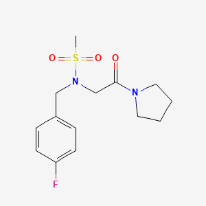 molecular formula C14H19FN2O3S B5303696 N-[(4-fluorophenyl)methyl]-N-(2-oxo-2-pyrrolidin-1-ylethyl)methanesulfonamide 