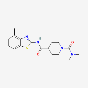 molecular formula C17H22N4O2S B5303891 N~1~,N~1~-dimethyl-N~4~-(4-methyl-1,3-benzothiazol-2-yl)piperidine-1,4-dicarboxamide 