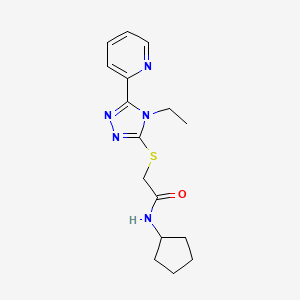 molecular formula C16H21N5OS B5303963 N-CYCLOPENTYL-2-{[4-ETHYL-5-(2-PYRIDINYL)-4H-1,2,4-TRIAZOL-3-YL]SULFANYL}ACETAMIDE 