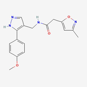 molecular formula C17H18N4O3 B5303964 N-[[5-(4-methoxyphenyl)-1H-pyrazol-4-yl]methyl]-2-(3-methyl-1,2-oxazol-5-yl)acetamide 