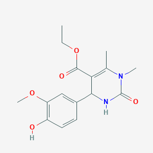 molecular formula C16H20N2O5 B5303998 Ethyl 4-(4-hydroxy-3-methoxyphenyl)-1,6-dimethyl-2-oxo-1,2,3,4-tetrahydropyrimidine-5-carboxylate 