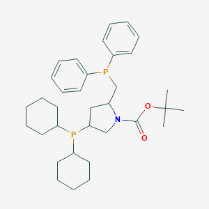 molecular formula C34H49NO2P2 B053040 叔丁基 4-二环己基膦基-2-(二苯基膦基甲基)吡咯烷-1-羧酸酯 CAS No. 114751-47-2