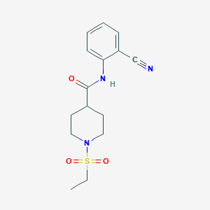 molecular formula C15H19N3O3S B5304107 N-(2-cyanophenyl)-1-ethylsulfonylpiperidine-4-carboxamide 