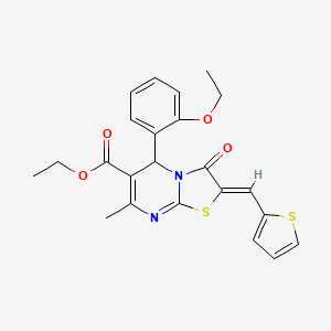 molecular formula C23H22N2O4S2 B5304478 ethyl (2Z)-5-(2-ethoxyphenyl)-7-methyl-3-oxo-2-(thiophen-2-ylmethylidene)-5H-[1,3]thiazolo[3,2-a]pyrimidine-6-carboxylate 