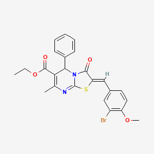 molecular formula C24H21BrN2O4S B5304856 ETHYL (2Z)-2-[(3-BROMO-4-METHOXYPHENYL)METHYLIDENE]-7-METHYL-3-OXO-5-PHENYL-2H,3H,5H-[1,3]THIAZOLO[3,2-A]PYRIMIDINE-6-CARBOXYLATE 