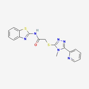 molecular formula C17H14N6OS2 B5304868 N-(1,3-BENZOTHIAZOL-2-YL)-2-{[4-METHYL-5-(2-PYRIDINYL)-4H-1,2,4-TRIAZOL-3-YL]SULFANYL}ACETAMIDE 