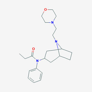 molecular formula C22H33N3O2 B053053 8-N-(2-Ethylmorpholinyl)-8-azabicyclo(3.2.1)octane-3-propionanilide CAS No. 111261-86-0