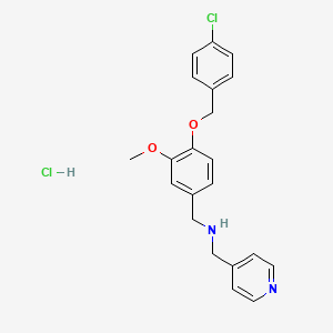 molecular formula C21H22Cl2N2O2 B5305552 N-[[4-[(4-chlorophenyl)methoxy]-3-methoxyphenyl]methyl]-1-pyridin-4-ylmethanamine;hydrochloride 