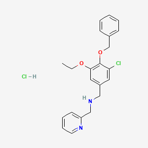 molecular formula C22H24Cl2N2O2 B5305835 N-[(3-chloro-5-ethoxy-4-phenylmethoxyphenyl)methyl]-1-pyridin-2-ylmethanamine;hydrochloride 