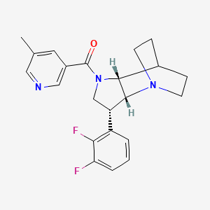 molecular formula C22H23F2N3O B5305849 [(2R,3R,6R)-3-(2,3-difluorophenyl)-1,5-diazatricyclo[5.2.2.02,6]undecan-5-yl]-(5-methylpyridin-3-yl)methanone 