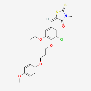 molecular formula C23H24ClNO5S2 B5306174 (5E)-5-[[3-chloro-5-ethoxy-4-[3-(4-methoxyphenoxy)propoxy]phenyl]methylidene]-3-methyl-2-sulfanylidene-1,3-thiazolidin-4-one 