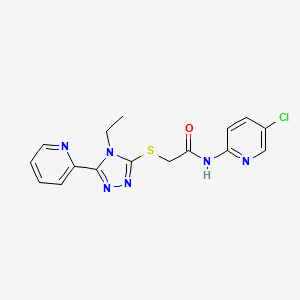 molecular formula C16H15ClN6OS B5306891 N-(5-CHLORO-2-PYRIDINYL)-2-{[4-ETHYL-5-(2-PYRIDINYL)-4H-1,2,4-TRIAZOL-3-YL]SULFANYL}ACETAMIDE 