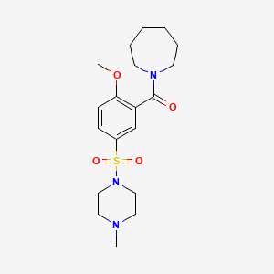 molecular formula C19H29N3O4S B5306964 Azepan-1-yl{2-methoxy-5-[(4-methylpiperazin-1-yl)sulfonyl]phenyl}methanone 