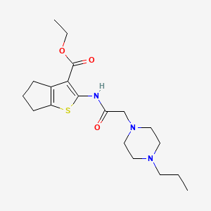 molecular formula C19H29N3O3S B5307177 ETHYL 2-[2-(4-PROPYLPIPERAZIN-1-YL)ACETAMIDO]-4H,5H,6H-CYCLOPENTA[B]THIOPHENE-3-CARBOXYLATE 
