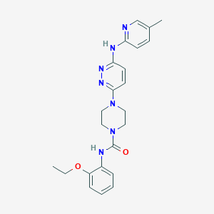 molecular formula C23H27N7O2 B5307228 N-(2-ethoxyphenyl)-4-(6-((5-methylpyridin-2-yl)amino)pyridazin-3-yl)piperazine-1-carboxamide 