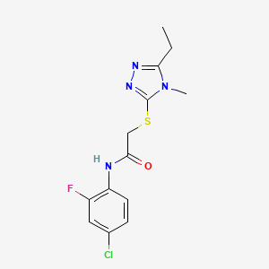 molecular formula C13H14ClFN4OS B5307644 N-(4-chloro-2-fluorophenyl)-2-[(5-ethyl-4-methyl-4H-1,2,4-triazol-3-yl)sulfanyl]acetamide 