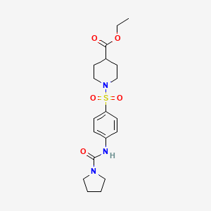 molecular formula C19H27N3O5S B5308121 Ethyl 1-[4-(pyrrolidine-1-carbonylamino)phenyl]sulfonylpiperidine-4-carboxylate 