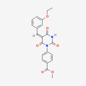 molecular formula C21H18N2O6 B5309299 methyl 4-[(5E)-5-[(3-ethoxyphenyl)methylidene]-2,4,6-trioxo-1,3-diazinan-1-yl]benzoate 
