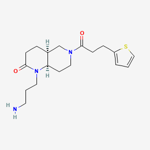 molecular formula C18H27N3O2S B5309400 rel-(4aS,8aR)-1-(3-aminopropyl)-6-[3-(2-thienyl)propanoyl]octahydro-1,6-naphthyridin-2(1H)-one hydrochloride 