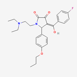 molecular formula C26H31FN2O4 B5309404 (4E)-1-[2-(diethylamino)ethyl]-4-[(4-fluorophenyl)-hydroxymethylidene]-5-(4-propoxyphenyl)pyrrolidine-2,3-dione 