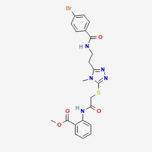 molecular formula C22H22BrN5O4S B5309742 Methyl 2-[[2-[[5-[2-[(4-bromobenzoyl)amino]ethyl]-4-methyl-1,2,4-triazol-3-yl]sulfanyl]acetyl]amino]benzoate 