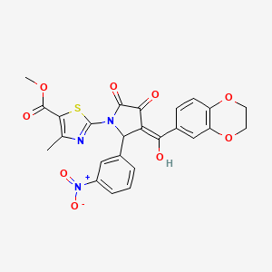 molecular formula C25H19N3O9S B5310178 methyl 2-[(3E)-3-[2,3-dihydro-1,4-benzodioxin-6-yl(hydroxy)methylidene]-2-(3-nitrophenyl)-4,5-dioxopyrrolidin-1-yl]-4-methyl-1,3-thiazole-5-carboxylate 