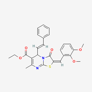 molecular formula C27H26N2O5S B5310837 ethyl (2E)-2-(2,3-dimethoxybenzylidene)-7-methyl-3-oxo-5-[(E)-2-phenylethenyl]-2,3-dihydro-5H-[1,3]thiazolo[3,2-a]pyrimidine-6-carboxylate 