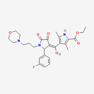 molecular formula C27H32FN3O6 B5311166 ethyl 4-[(E)-[2-(3-fluorophenyl)-1-(3-morpholin-4-ylpropyl)-4,5-dioxopyrrolidin-3-ylidene]-hydroxymethyl]-3,5-dimethyl-1H-pyrrole-2-carboxylate 