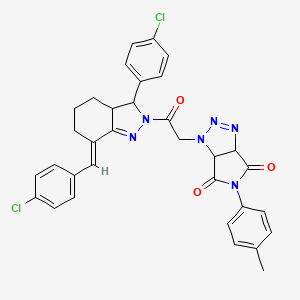 molecular formula C33H28Cl2N6O3 B5311225 1-(2-{3-(4-CHLOROPHENYL)-7-[(E)-1-(4-CHLOROPHENYL)METHYLIDENE]-3,3A,4,5,6,7-HEXAHYDRO-2H-INDAZOL-2-YL}-2-OXOETHYL)-5-(4-METHYLPHENYL)-3A,6A-DIHYDROPYRROLO[3,4-D][1,2,3]TRIAZOLE-4,6(1H,5H)-DIONE 