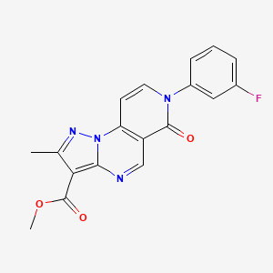 molecular formula C18H13FN4O3 B5312026 Methyl 11-(3-fluorophenyl)-4-methyl-10-oxo-2,3,7,11-tetrazatricyclo[7.4.0.02,6]trideca-1(9),3,5,7,12-pentaene-5-carboxylate 