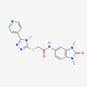 molecular formula C19H19N7O2S B5312130 N-(1,3-dimethyl-2-oxo-2,3-dihydro-1H-benzimidazol-5-yl)-2-{[4-methyl-5-(pyridin-4-yl)-4H-1,2,4-triazol-3-yl]sulfanyl}acetamide 