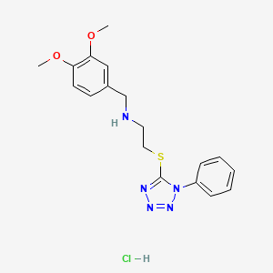molecular formula C18H22ClN5O2S B5313075 N-[(3,4-dimethoxyphenyl)methyl]-2-(1-phenyltetrazol-5-yl)sulfanylethanamine;hydrochloride 