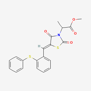 molecular formula C20H17NO4S2 B5313590 methyl 2-{(5Z)-2,4-dioxo-5-[2-(phenylsulfanyl)benzylidene]-1,3-thiazolidin-3-yl}propanoate 