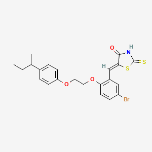 molecular formula C22H22BrNO3S2 B5313627 (5Z)-5-(5-bromo-2-{2-[4-(butan-2-yl)phenoxy]ethoxy}benzylidene)-2-thioxo-1,3-thiazolidin-4-one 