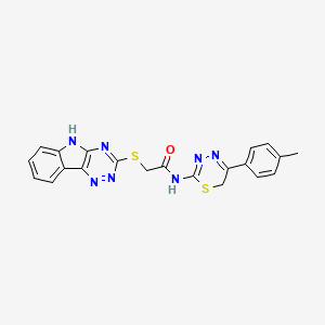 molecular formula C21H17N7OS2 B5314000 N-[5-(4-methylphenyl)-6H-1,3,4-thiadiazin-2-yl]-2-(5H-[1,2,4]triazino[5,6-b]indol-3-ylsulfanyl)acetamide 