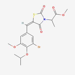 molecular formula C18H20BrNO6S B5314145 methyl 2-{(5E)-5-[3-bromo-5-methoxy-4-(propan-2-yloxy)benzylidene]-2,4-dioxo-1,3-thiazolidin-3-yl}propanoate 
