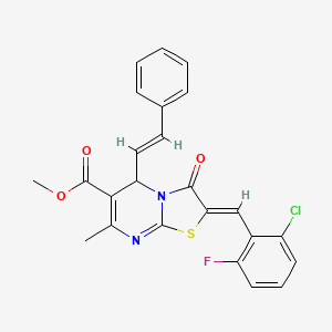 molecular formula C24H18ClFN2O3S B5314158 methyl (2Z)-2-(2-chloro-6-fluorobenzylidene)-7-methyl-3-oxo-5-[(E)-2-phenylethenyl]-2,3-dihydro-5H-[1,3]thiazolo[3,2-a]pyrimidine-6-carboxylate 