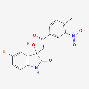 molecular formula C17H13BrN2O5 B5314281 5-bromo-3-hydroxy-3-[2-(4-methyl-3-nitrophenyl)-2-oxoethyl]-1H-indol-2-one 