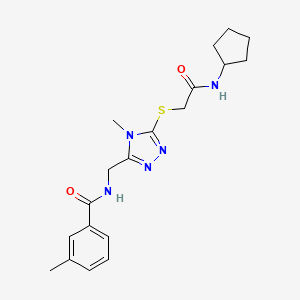molecular formula C19H25N5O2S B5314622 N-[(5-{[2-(cyclopentylamino)-2-oxoethyl]sulfanyl}-4-methyl-4H-1,2,4-triazol-3-yl)methyl]-3-methylbenzamide 