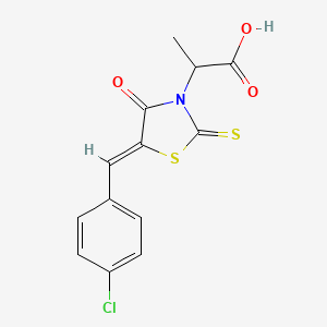 molecular formula C13H10ClNO3S2 B5314784 2-[(5Z)-5-[(4-chlorophenyl)methylidene]-4-oxo-2-sulfanylidene-1,3-thiazolidin-3-yl]propanoic acid 