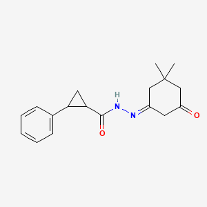 molecular formula C18H22N2O2 B5314977 N-[(E)-(3,3-dimethyl-5-oxocyclohexylidene)amino]-2-phenylcyclopropane-1-carboxamide 