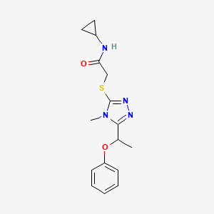 molecular formula C16H20N4O2S B5315039 N-cyclopropyl-2-{[4-methyl-5-(1-phenoxyethyl)-4H-1,2,4-triazol-3-yl]sulfanyl}acetamide 