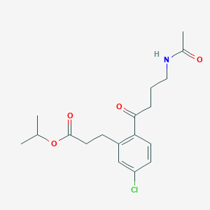 Benzenepropanoic acid, 2-(4-(acetylamino)-1-oxobutyl)-5-chloro-, 1-methylethyl ester