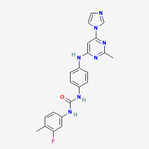 molecular formula C22H20FN7O B5316189 N-(3-fluoro-4-methylphenyl)-N'-(4-{[6-(1H-imidazol-1-yl)-2-methyl-4-pyrimidinyl]amino}phenyl)urea 