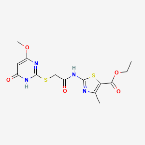 molecular formula C14H16N4O5S2 B5316269 ETHYL 2-{2-[(4-METHOXY-6-OXO-1,6-DIHYDROPYRIMIDIN-2-YL)SULFANYL]ACETAMIDO}-4-METHYL-1,3-THIAZOLE-5-CARBOXYLATE 