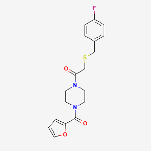 molecular formula C18H19FN2O3S B5316429 2-{[(4-FLUOROPHENYL)METHYL]SULFANYL}-1-[4-(FURAN-2-CARBONYL)PIPERAZIN-1-YL]ETHAN-1-ONE 