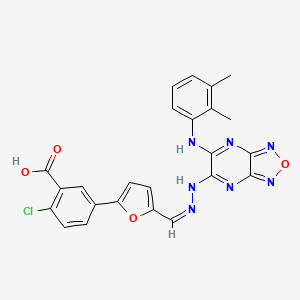 molecular formula C24H18ClN7O4 B5316442 2-CHLORO-5-{5-[(Z)-(2-{6-[(2,3-DIMETHYLPHENYL)AMINO]-[1,2,5]OXADIAZOLO[3,4-B]PYRAZIN-5-YL}HYDRAZIN-1-YLIDENE)METHYL]FURAN-2-YL}BENZOIC ACID 